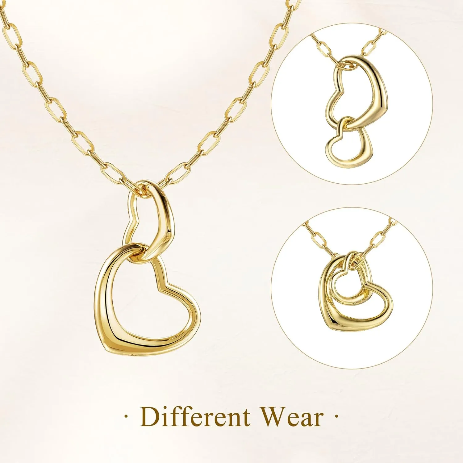 Gold Heart Pendant Necklace for Women,14K Gold Elegant Butterfly Necklace,infinity Clover flower Necklace on Christmas Valentines Day Gifts Birthday Thanksgiving Day Gifts for Her
