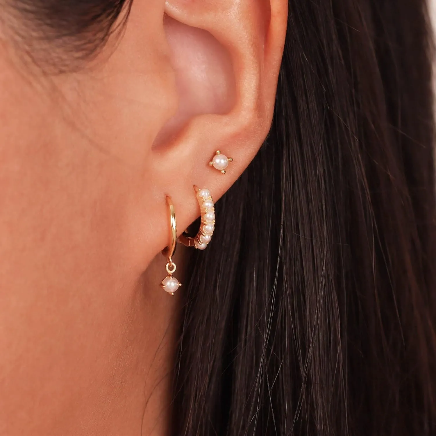 Gold Hoop Earrings for Women, Small 14K Gold Plated Huggie Hoop Earrings Dainty Earring Stacks Hypoallergenic Simple Cartilage Earring Sets for Multiple Piercing Jewelry