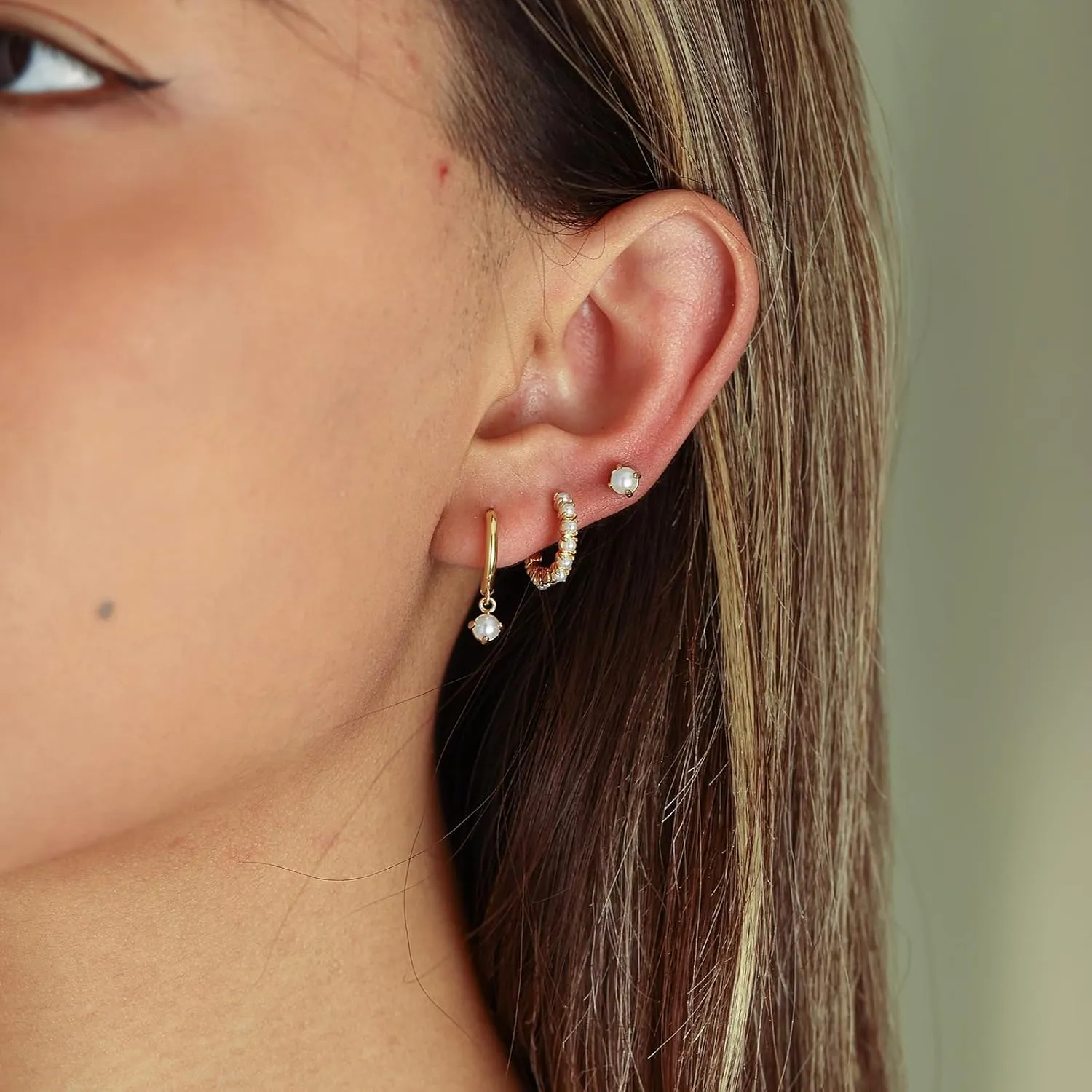 Gold Hoop Earrings for Women, Small 14K Gold Plated Huggie Hoop Earrings Dainty Earring Stacks Hypoallergenic Simple Cartilage Earring Sets for Multiple Piercing Jewelry