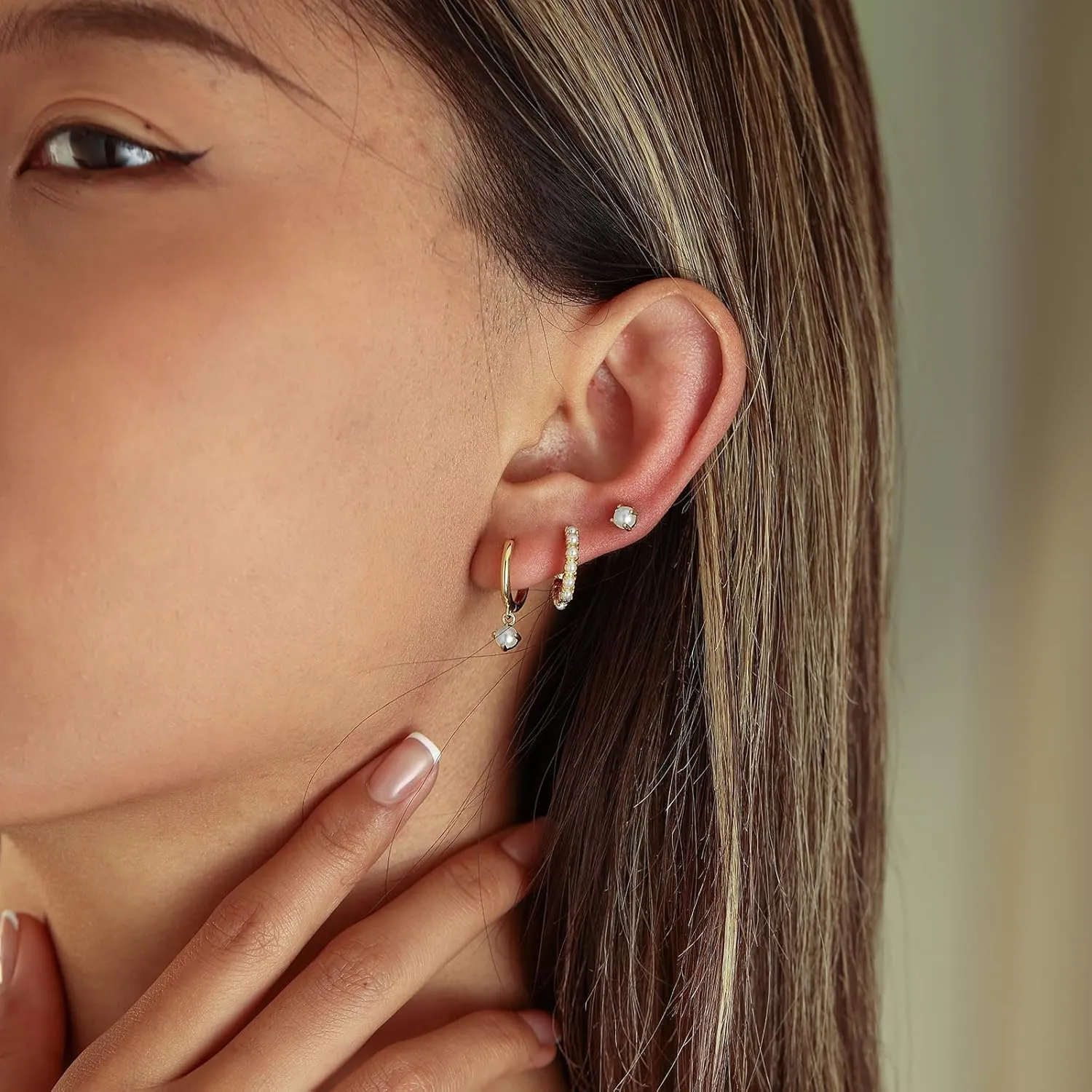 Gold Hoop Earrings for Women, Small 14K Gold Plated Huggie Hoop Earrings Dainty Earring Stacks Hypoallergenic Simple Cartilage Earring Sets for Multiple Piercing Jewelry