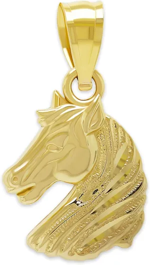 Gold Horse Head Charm Pendant - 10 Karat Gold - Horse Jewelry - Stallion Pendant Necklace - Animal Pendant Charm