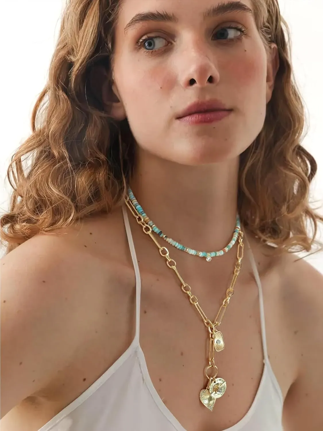 Gold Layered Necklaces for Women Trendy Chunky Gold Paperclip Chain with Simple Heart Charm Boho Choker Necklace Jewelry Gifts