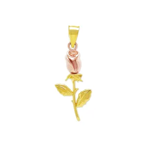 Gold Mini Rose Charm Pendant - 10 Karat Solid Gold - Rose Flower Dangle Charm - Longstem Rose Charm - Great Gifts For Mother Day, Birthday and Anniverary