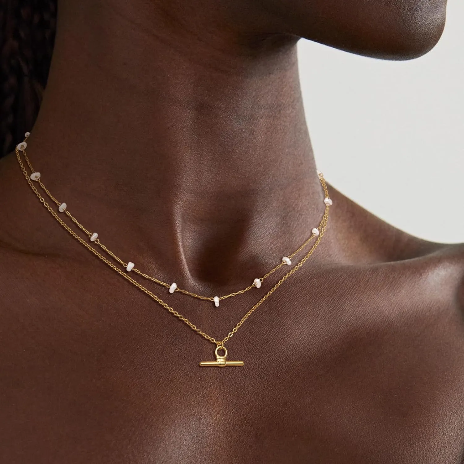 Gold Necklaces for Women - Dainty Gold Charm Necklace 14K Gold Plated Choker Necklace Set for Women