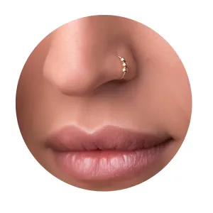 Gold Nose Ring - Thin Tiny 7mm 24 Gauge Beaded Nose Hoop For Women - 14k Gold Filled Nose Rings Piercing Jewelry - Handmade Small Nose Hoops - Gift Ready