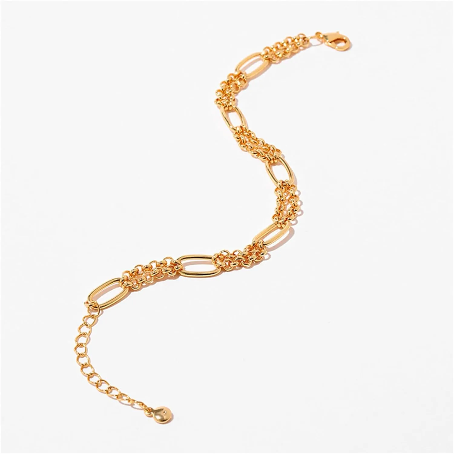 Gold Pearl Bracelets for Women Dainty Gold Plated Paperclip Bracelet Charm Pearls Beaded Link Chain Fashion Jewelry