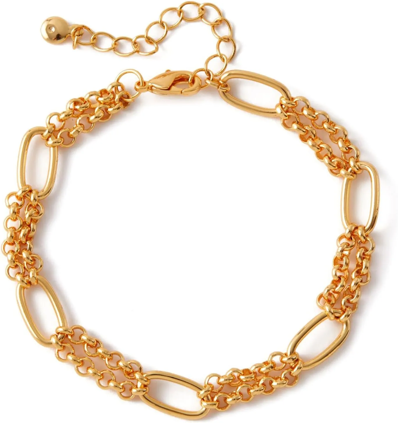 Gold Pearl Bracelets for Women Dainty Gold Plated Paperclip Bracelet Charm Pearls Beaded Link Chain Fashion Jewelry