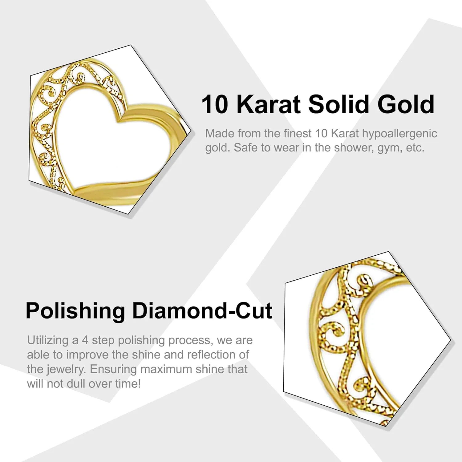 Gold Small Sliding Heart Charm - 10 Karat Solid Gold - Heart Charm - Optional Gold Chain