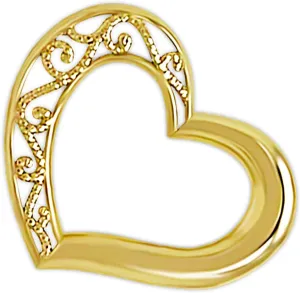 Gold Small Sliding Heart Charm - 10 Karat Solid Gold - Heart Charm - Optional Gold Chain