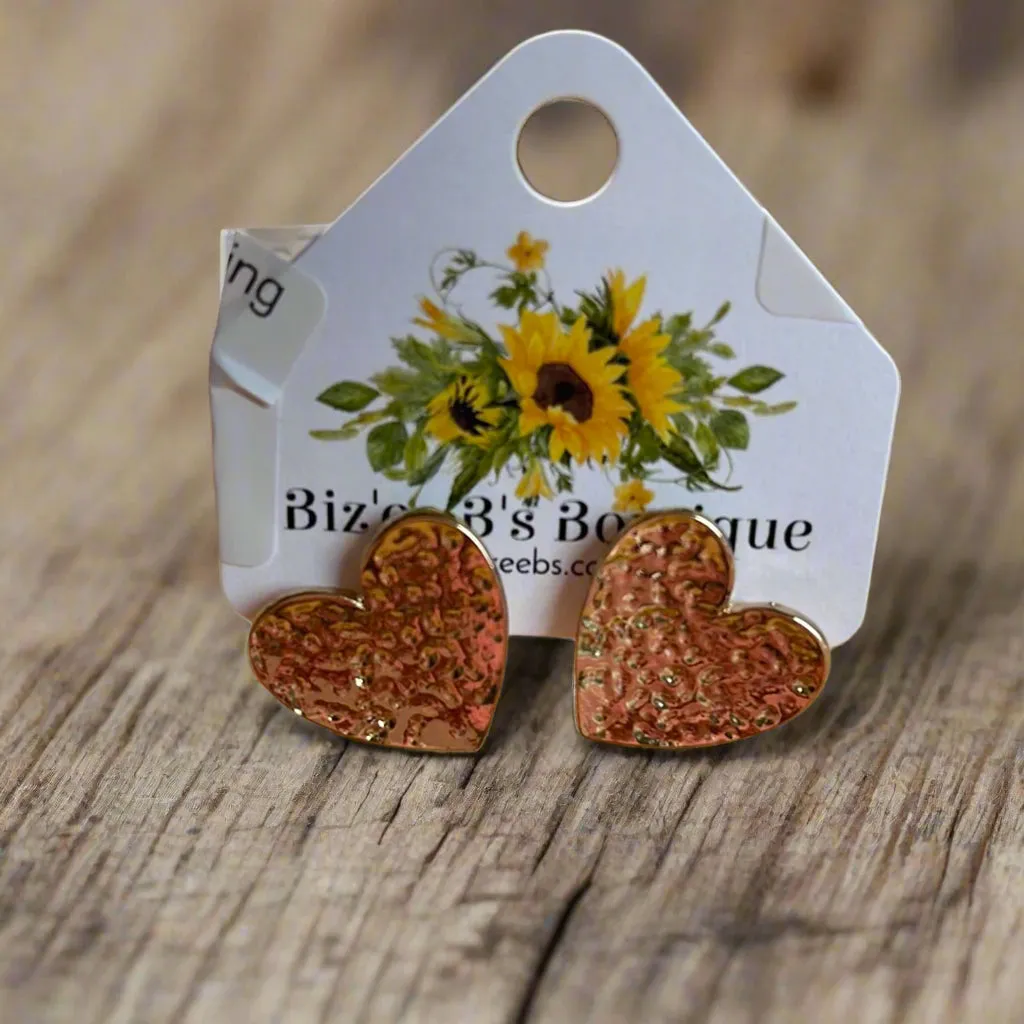 Hammered Heart Earrings