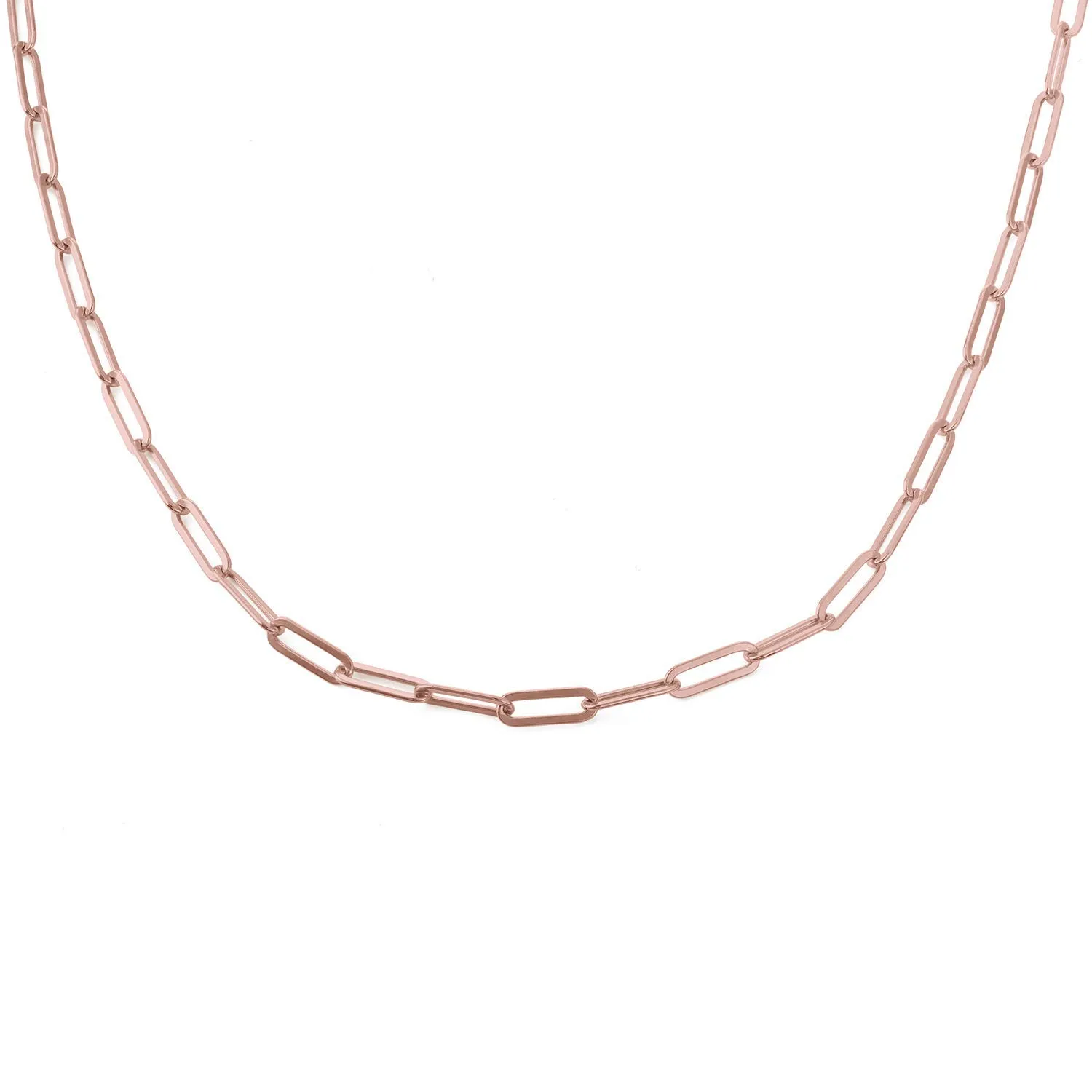 Handmade Personalized Custom Made Chain Link Necklace in Sterling Silver 925 - Customized Graduation Gift Summer Unique Jewelry for Her Mom Grandma Wife Girlfriend (18k Rose Gold Plating)