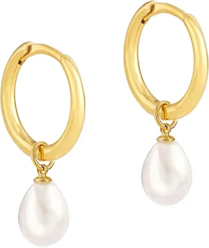 Handpicked AAA  Quality Pearl Hoop Earrings Lightweight Dangle Drop Pearl Earrings