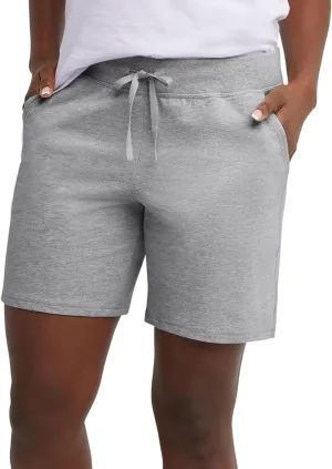 Hanes Women's Jersey Pocket Shorts, Drawstring Cotton Jersey Shorts, 7" Inseam