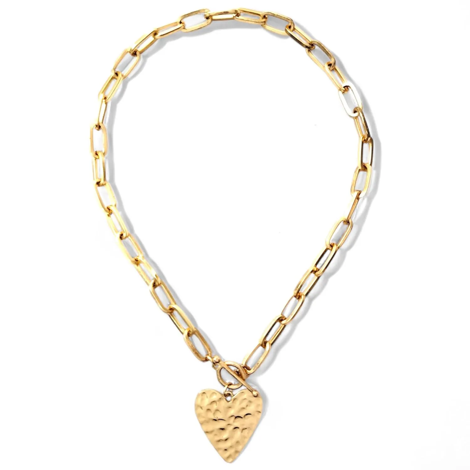 Heart Charm Chunky Toggle Necklace Gold (Heart)