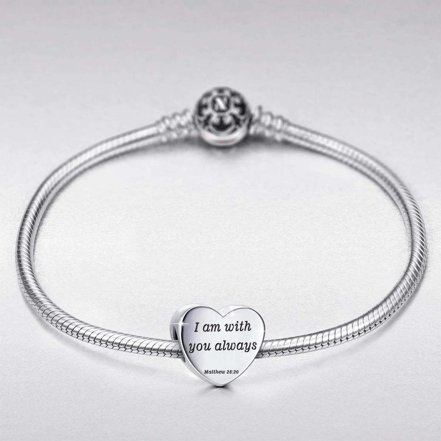 Heart Charm Fit Pandora Charms Bracelet Christian Bible Verse Charm Prayer Faith Religious Charms Gifts for Women