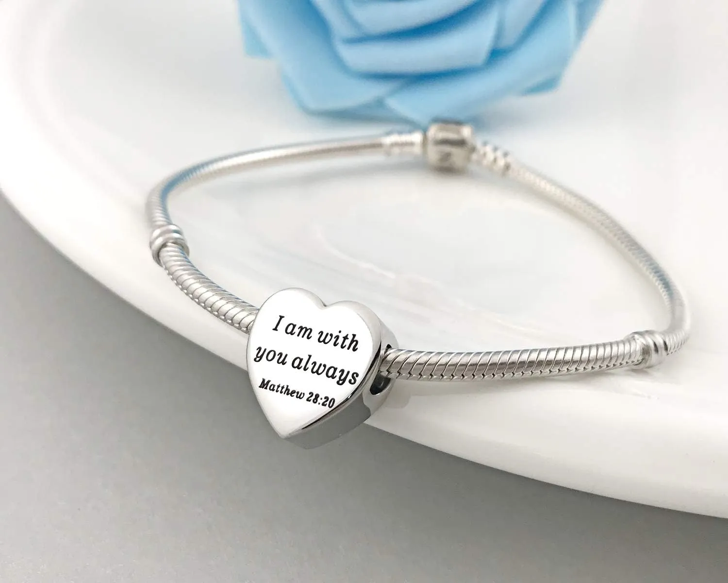 Heart Charm Fit Pandora Charms Bracelet Christian Bible Verse Charm Prayer Faith Religious Charms Gifts for Women