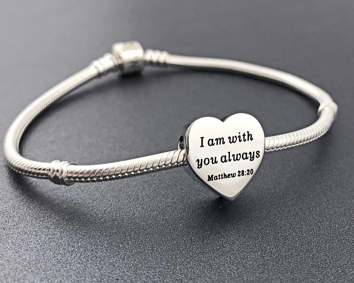 Heart Charm Fit Pandora Charms Bracelet Christian Bible Verse Charm Prayer Faith Religious Charms Gifts for Women