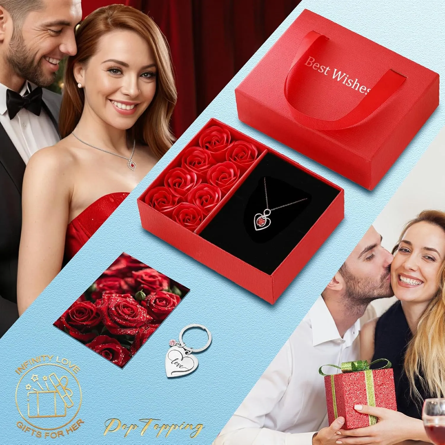 Heart Necklace for Women, 925 Silver Necklace with Red Infinity Heart Pendant, Personalized Birthstone Necklace Anniversary Birthday Gifts for Wife, girlfriend, Mom