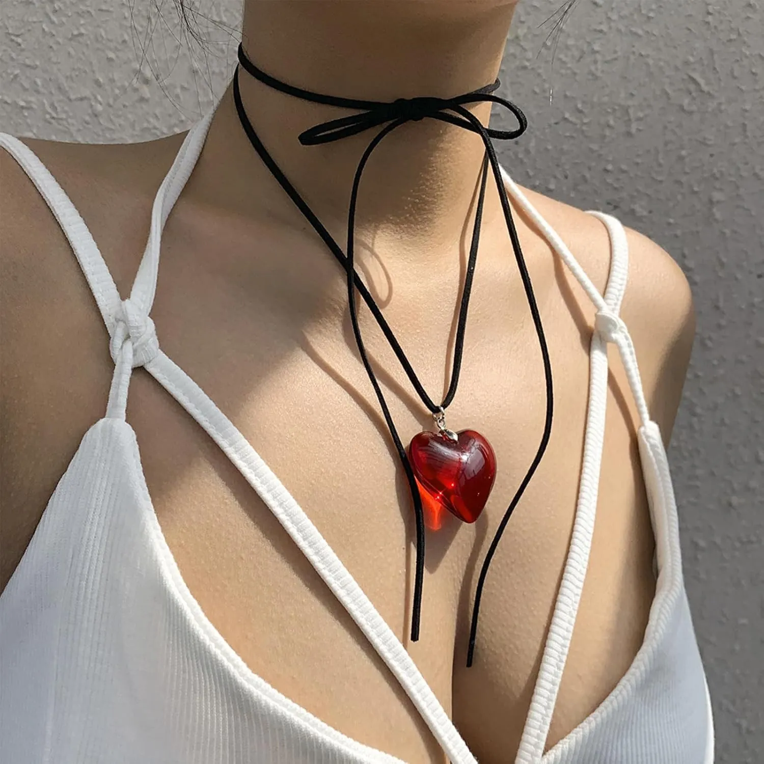 Heart Necklace for Women Adjustable Velvet Chain Love Red Pendant choker necklace Trendy Jewelry