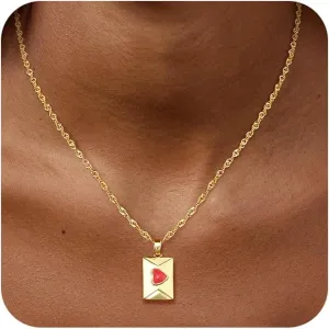 Heart Necklace for Women Gold Silver Plated Heart Necklaces for Women Tiny Pink Heart Jewelry for Women Gold Necklaces for Women Open Heart Pendant Choker for Gift