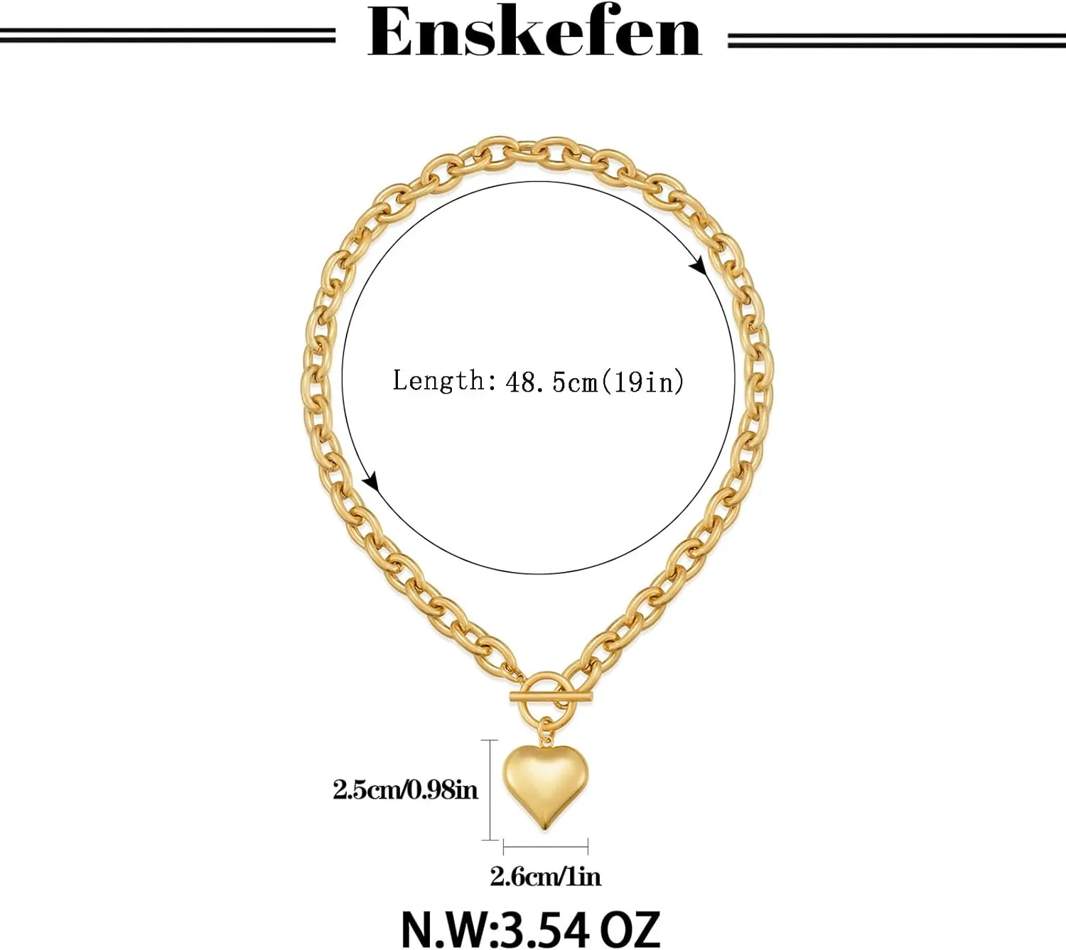 Heart Pendant Necklaces for Women Statement Chunky Chain Necklace Love Heart Charm Choker Necklace