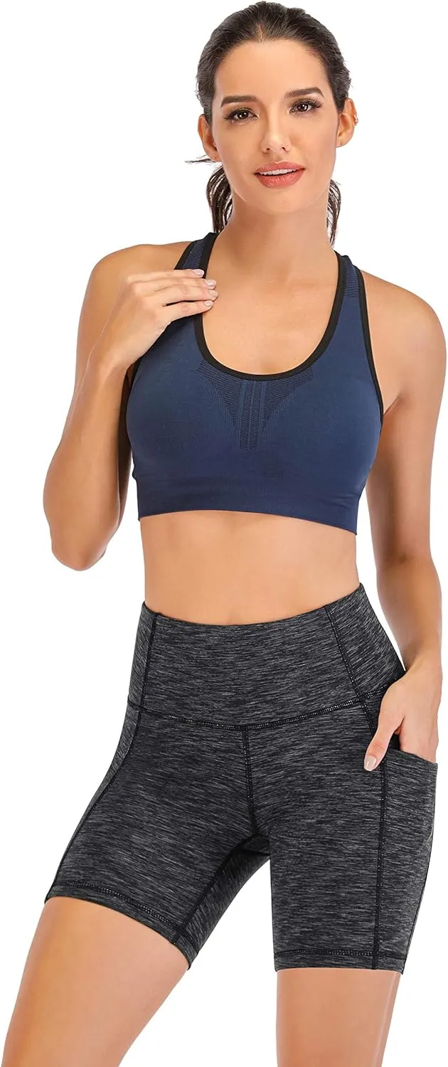 Heathyoga Biker Shorts Women Tummy Control 5" Workout Shorts Women with Pockets High Waisted Spandex Shorts for Gym Yoga