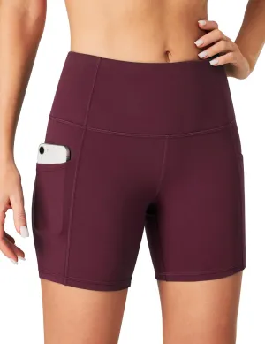 Heathyoga Biker Shorts Women Tummy Control 5" Workout Shorts Women with Pockets High Waisted Spandex Shorts for Gym Yoga