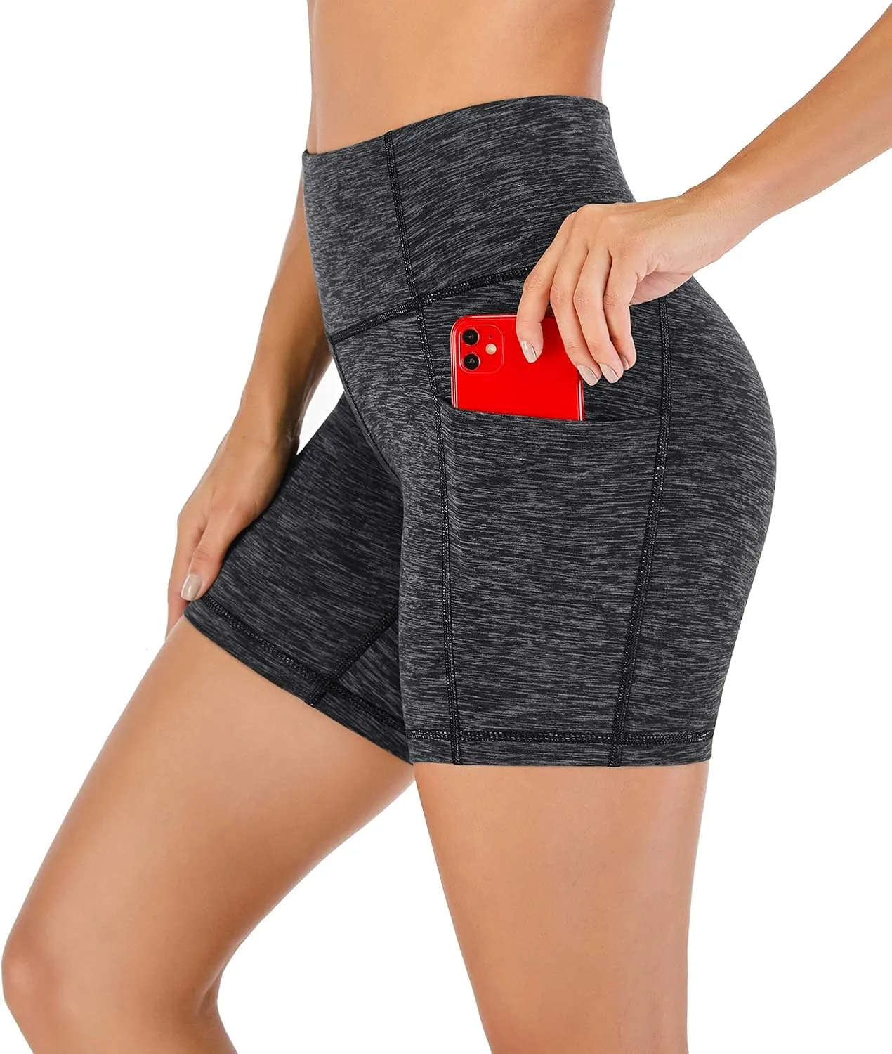 Heathyoga Biker Shorts Women Tummy Control 5" Workout Shorts Women with Pockets High Waisted Spandex Shorts for Gym Yoga