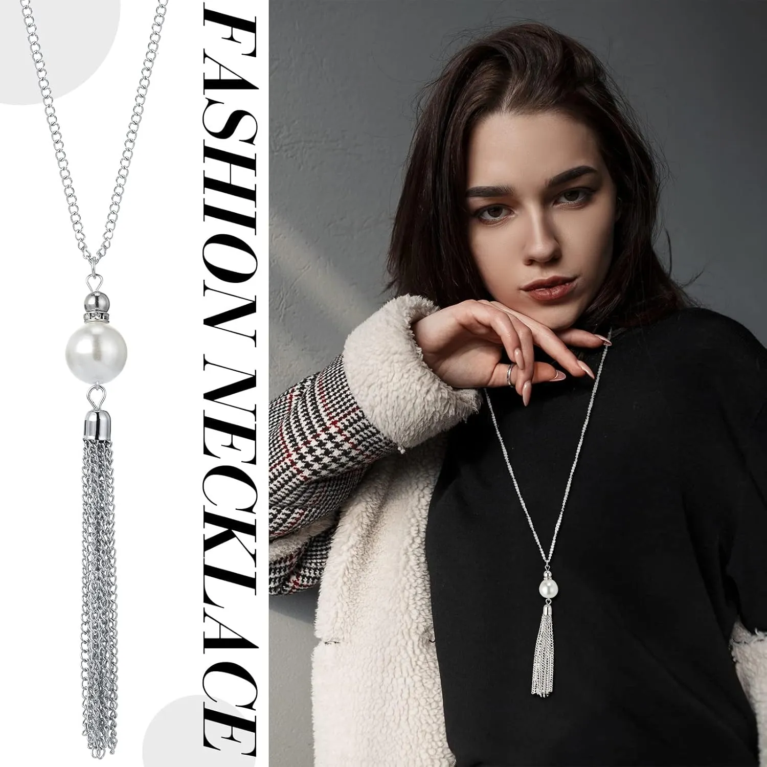 Hicarer 12 Pieces Long Pendant Necklace Set Y Tassel Leaf Circle Bar Necklace for Women