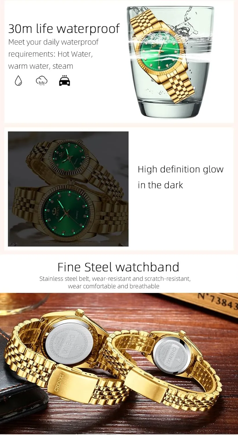 His and Her Couple Watches Business Men Women Couple Set Pair Watch Matching Romantic Quartz Stainless Steel Waterproof