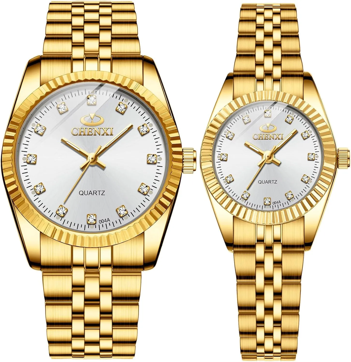 His and Her Couple Watches Business Men Women Couple Set Pair Watch Matching Romantic Quartz Stainless Steel Waterproof
