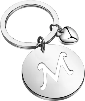 HOLLP Initial Disc Charm Keychain - 26 Letter Alphabet Key Ring A-Z English Charm Keychain