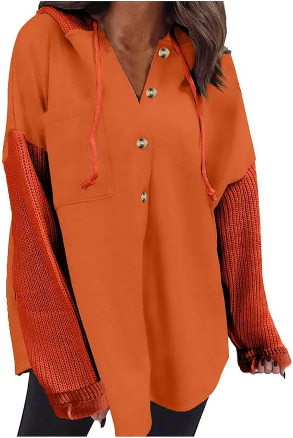 Hoodies for Women Oversized Sweatshirts for Women Loose Fit Casual Long Sleeve Button Hooded Sweatshirt Hoodie with Pocket