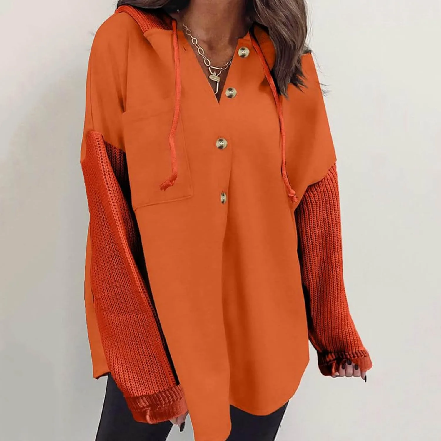 Hoodies for Women Oversized Sweatshirts for Women Loose Fit Casual Long Sleeve Button Hooded Sweatshirt Hoodie with Pocket