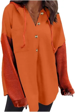 Hoodies for Women Oversized Sweatshirts for Women Loose Fit Casual Long Sleeve Button Hooded Sweatshirt Hoodie with Pocket