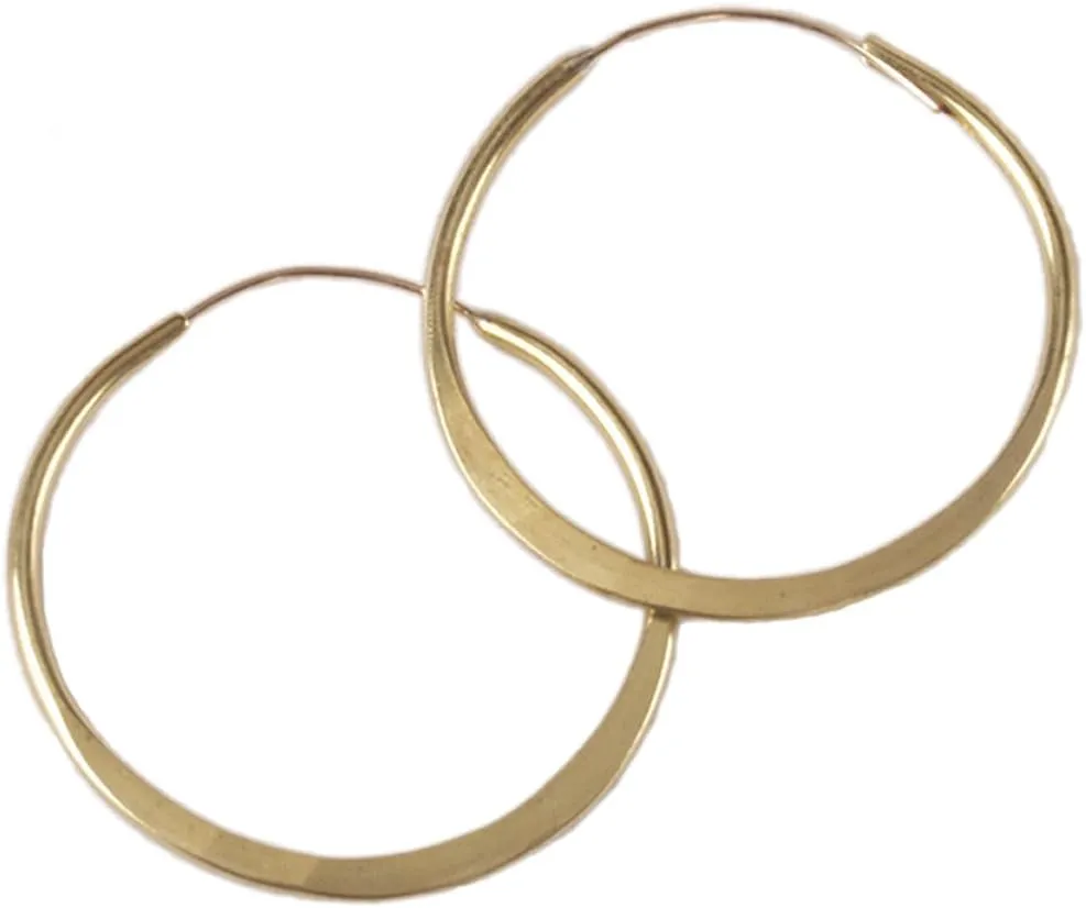 Hoop Earrings, Handmade, Endless Hoops, 4 Sizes, Hammered Brass and Copper