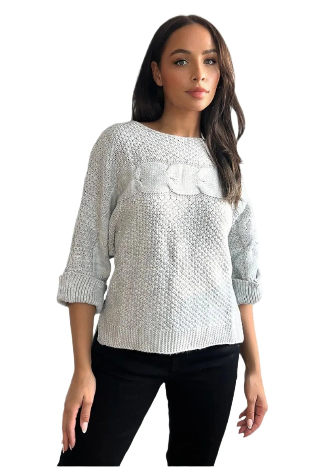 Horizontal Braid Slouchy Fit Pullover