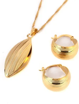 Huangshanshan Ethiopian Set Necklace Pendant Earring Set Joias Ouro 22k Gold Plated Jewelry African Bridal Wedding