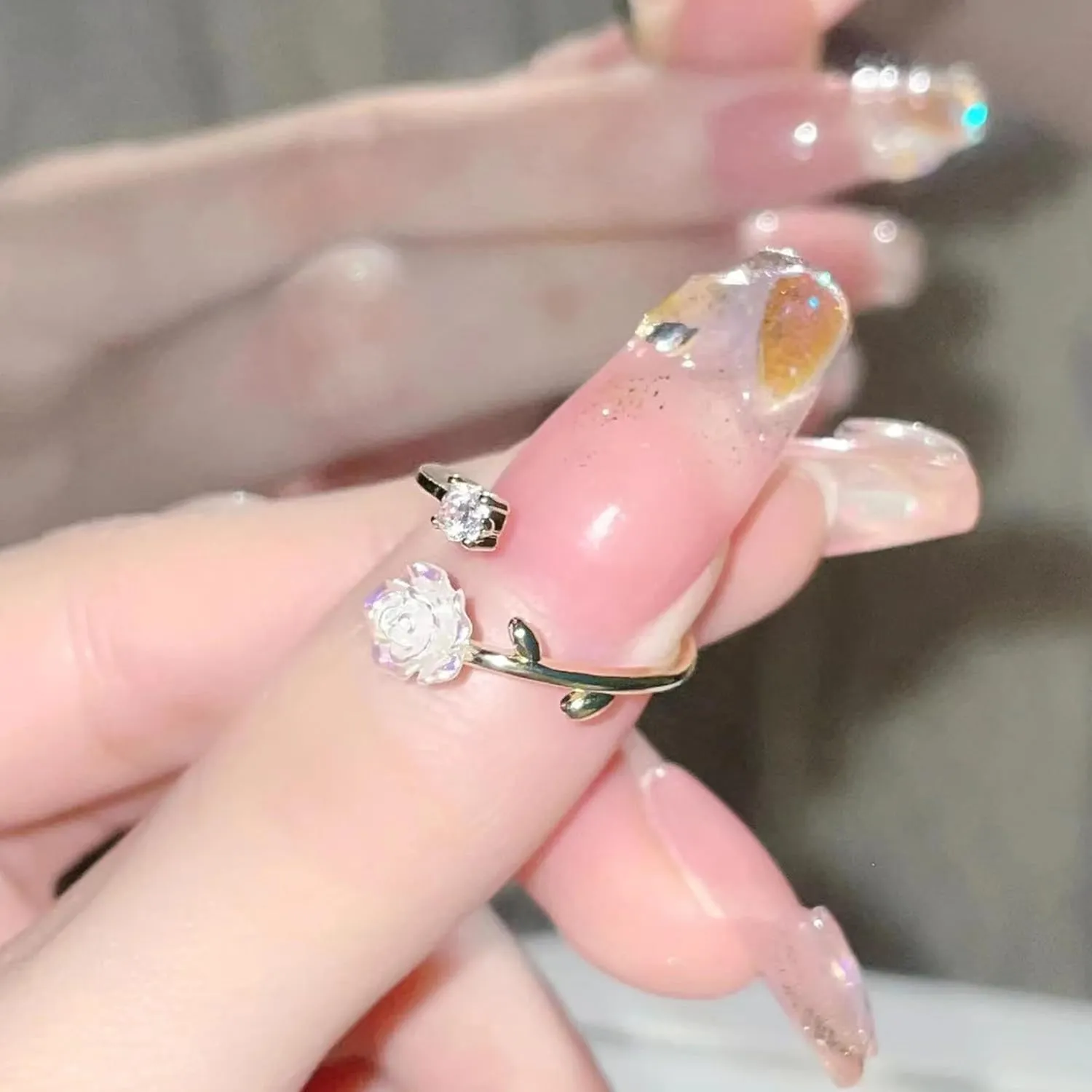 HUASAI Fake Engagement Ring Cubic Zirconia Engagement Ring for Women