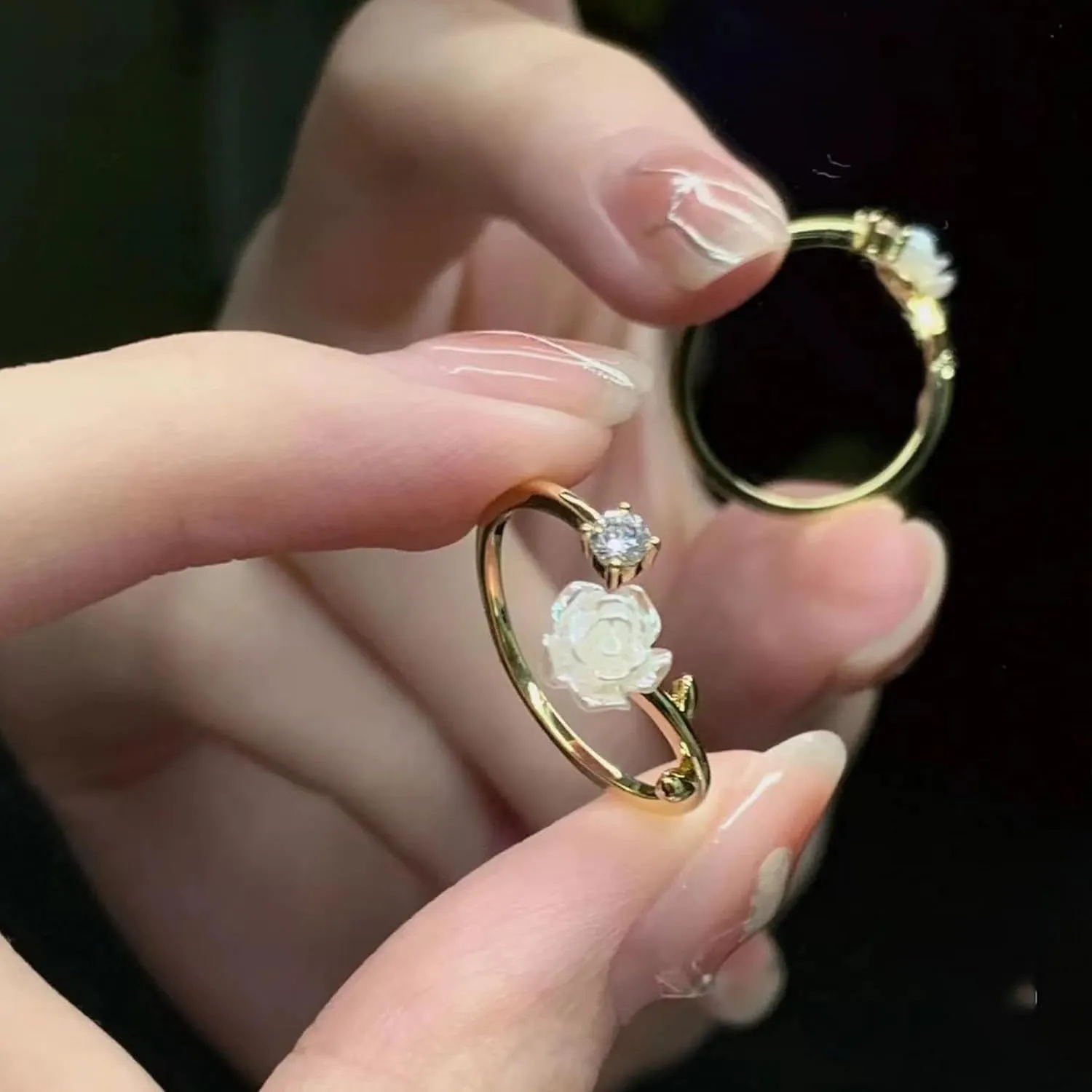 HUASAI Fake Engagement Ring Cubic Zirconia Engagement Ring for Women