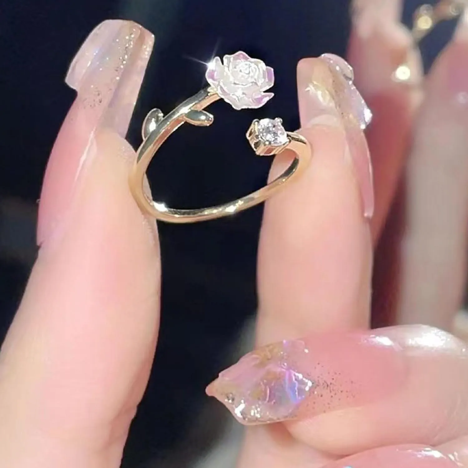 HUASAI Fake Engagement Ring Cubic Zirconia Engagement Ring for Women
