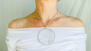 Huge Natural Quartz & Silver Pendant Necklace. Atelier Aadya