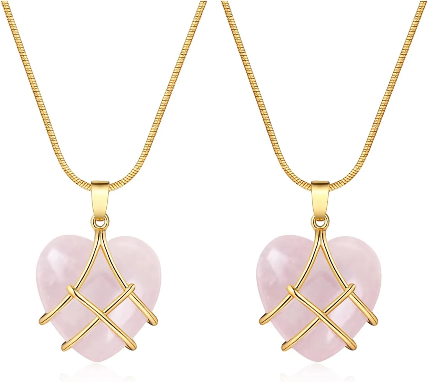 IDesign Best Friend Necklace for Women Rose Quartz Heart Opal Necklace For Women Friendship Necklaces,Birthday Gift, Mother'S Day Necklace, Gift For Her