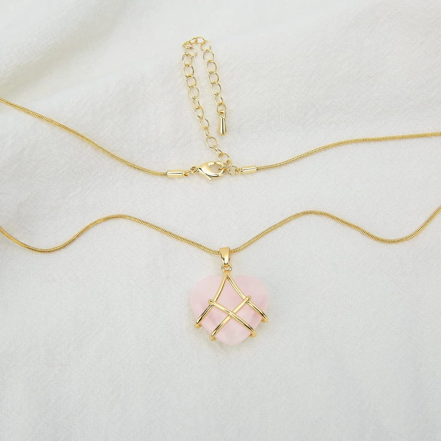 IDesign Best Friend Necklace for Women Rose Quartz Heart Opal Necklace For Women Friendship Necklaces,Birthday Gift, Mother'S Day Necklace, Gift For Her