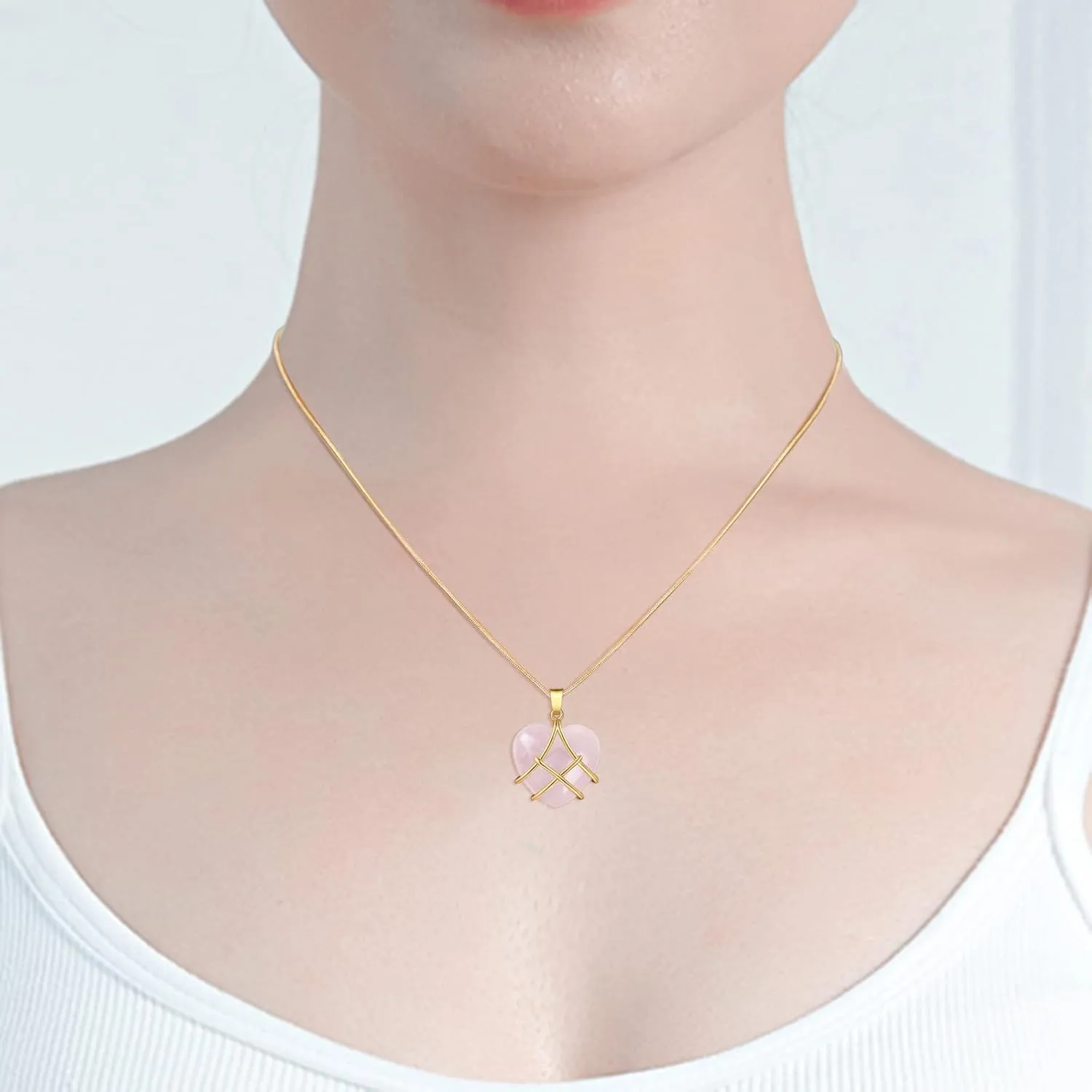 IDesign Best Friend Necklace for Women Rose Quartz Heart Opal Necklace For Women Friendship Necklaces,Birthday Gift, Mother'S Day Necklace, Gift For Her