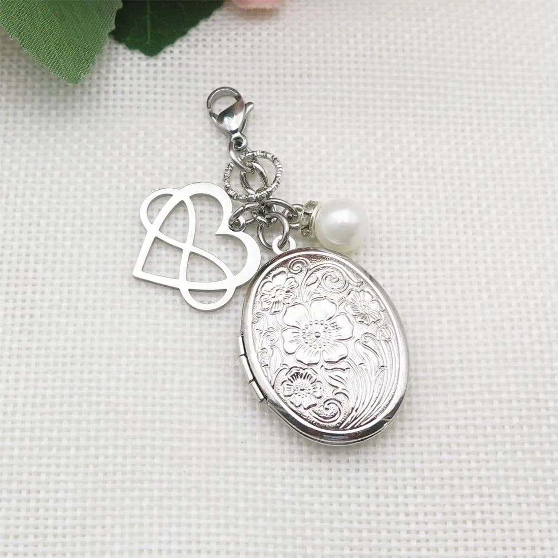 IDLAN Bouquet Locket Photo Charm Wedding Bouquet Memory Charm Memorial Bride Pendant Memorial Photo Keepsake