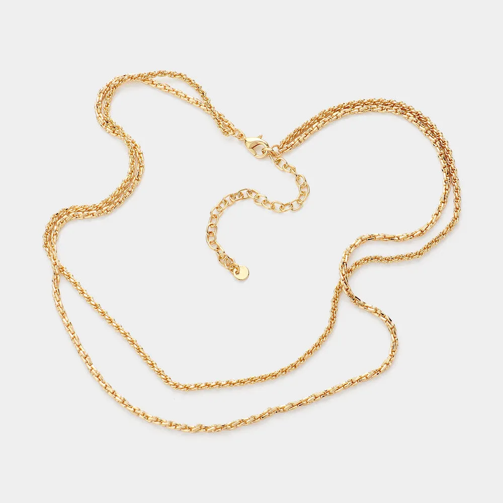 iLLASPARKZ Brass Metal Double Layered Chain Necklace