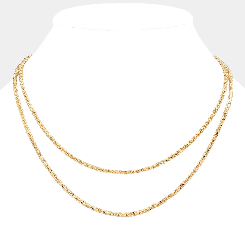 iLLASPARKZ Brass Metal Double Layered Chain Necklace