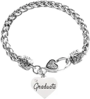 Infinity Collection Graduation Charm Bracelet, Graduate Heart Charm Pendant Jewelry, Graduation Gift for Women