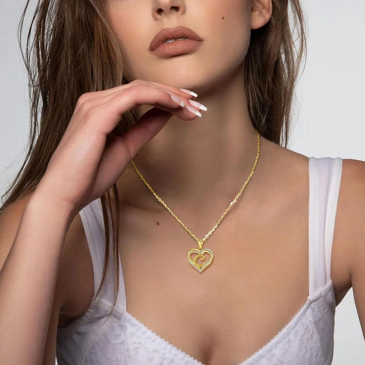 INFUSEU Unique Initial Necklaces for Women Girls Small Heart Letter Jewelry, Meaningful Personalized Gifts
